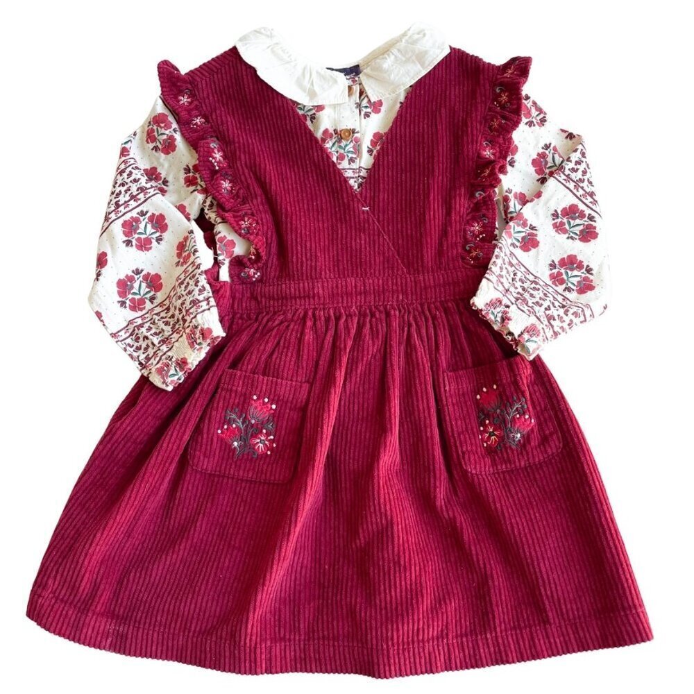 SerGent Major Girl's Corduroy‎ Jumper Dress w/ Peter Pan Collar Top - Size 4